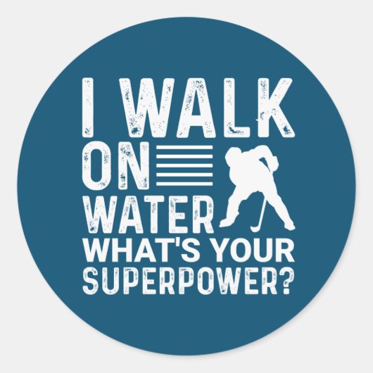 Hockey ik loop op water ronde sticker (Voorkant)