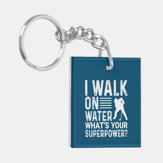 Hockey ik loop op water sleutelhanger (Voorkant Links)