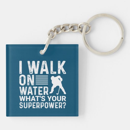 Hockey ik loop op water sleutelhanger (Achterkant)