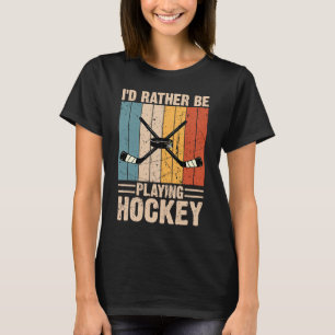 Hockey ik zou liever Hockey Vintage 70's 8 spelen T-shirt