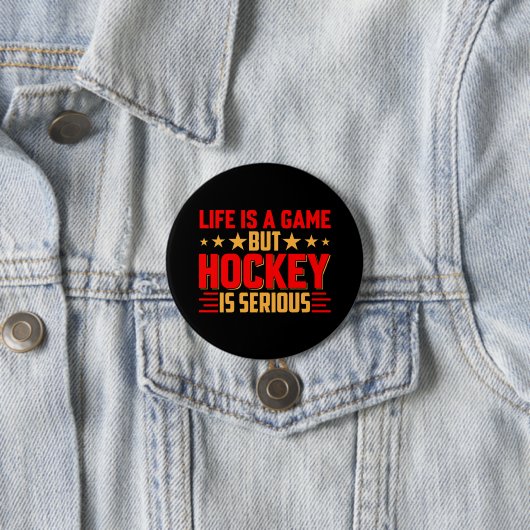 Hockey is ernstig ronde button 7,6 cm (In situ)