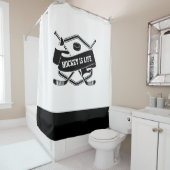 Hockey is het leven - eenvoudige zwarte witte hock douchegordijn (In situ)