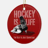 Hockey is leven keramisch ornament (Links)