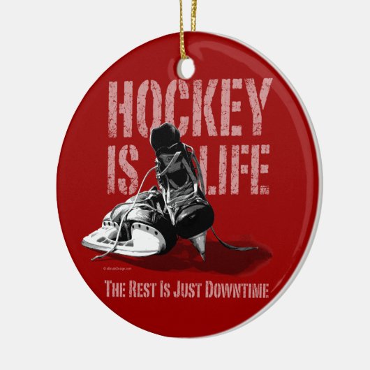 Hockey is leven keramisch ornament (Links)