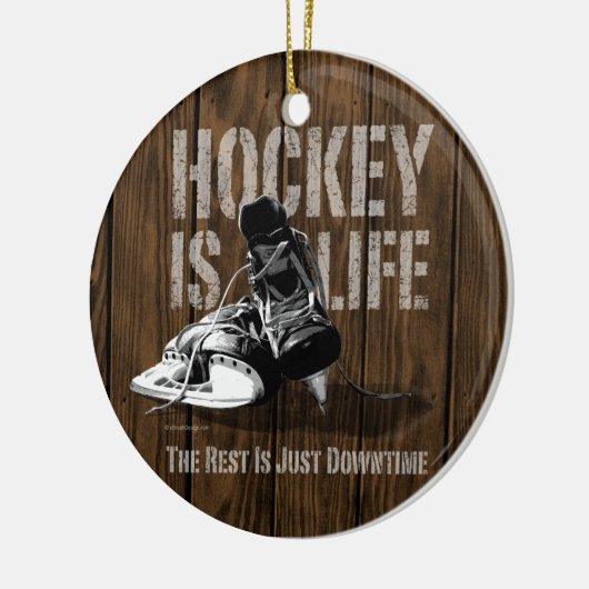 Hockey is leven keramisch ornament (Links)