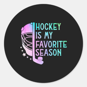 Hockey Is Mijn Favoriete Seizoen IJshockeyspeler H Ronde Sticker