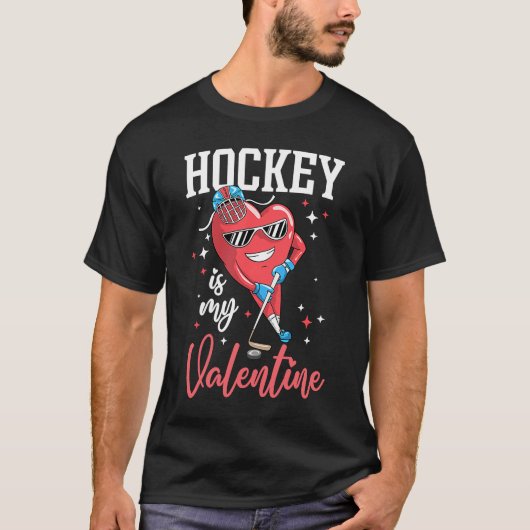 Hockey is mijn Valentijn Singles Anti-Valentijnsda T-shirt (Voorkant)