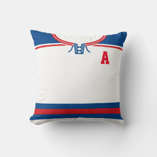 Hockey Jersey Naam & Nummer Sjabloon Pillow Blue Kussen