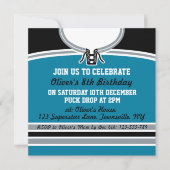 Hockey Jersey themafeest Nodig Sjabloon uit, Blauw Kaart (Voorkant)