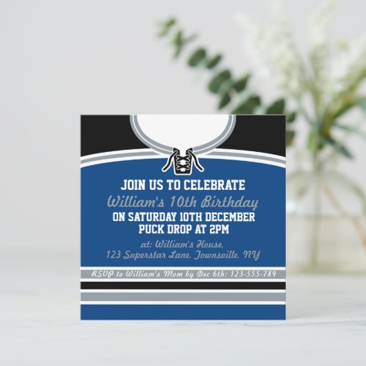 Hockey Jersey themafeest nodigt uit tot Sjabloon,  Kaart (Staand voorkant)