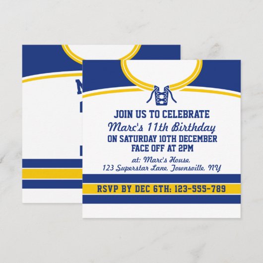 Hockey Jersey themafeest nodigt uit tot Sjabloon Kaart (Voorkant / Achterkant)