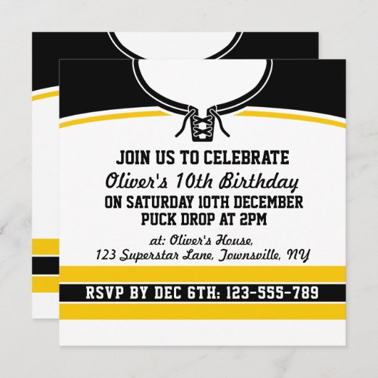 Hockey Jersey ThMED Party nodigt Sjabloon uit Kaart (Voorkant / Achterkant)