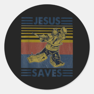 Hockey Jezus Redt Grappige Hockey De Strafbox Ronde Sticker