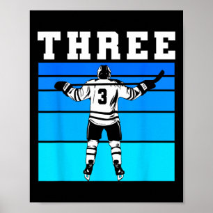 Hockey Jongen 3e Verjaardag Drie IJshockey Verjaar Poster