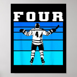 Hockey Jongen 4e Verjaardag Vier IJshockey Verjaar Poster