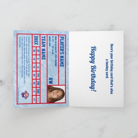 Hockey Kaart Verjaardag Kaart w / aangepaste stati (Binnen)