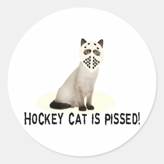 Hockey kat pissed ronde sticker (Voorkant)