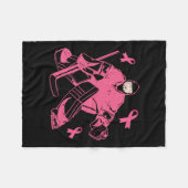 Hockey Keeper Pink Ribbon Borstkanker Awareness Fleece Deken (Voorkant (Horizontaal))