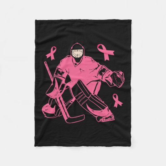Hockey Keeper Pink Ribbon Borstkanker Awareness Fleece Deken (Voorkant)