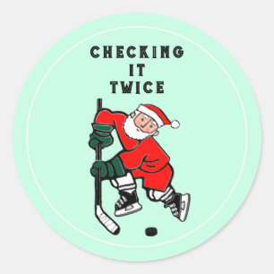 Hockey Kerst Vakantie Cadeau Klassieker Ronde Stic Sticker