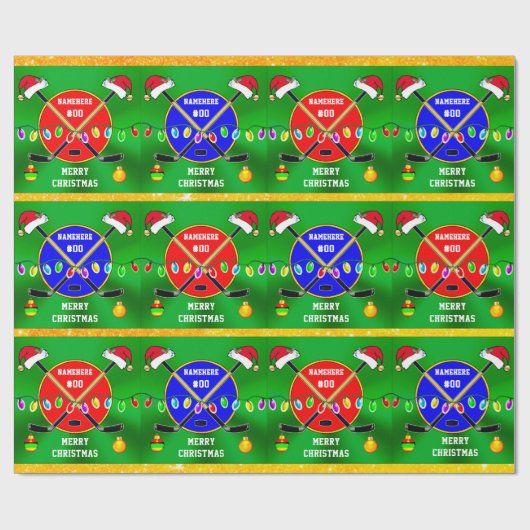 HOCKEY-kerstakelpapier, PERSONALISEERD Cadeaupapier (Vlak)