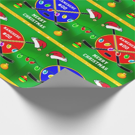 HOCKEY-kerstakelpapier, PERSONALISEERD Cadeaupapier (Hoek)