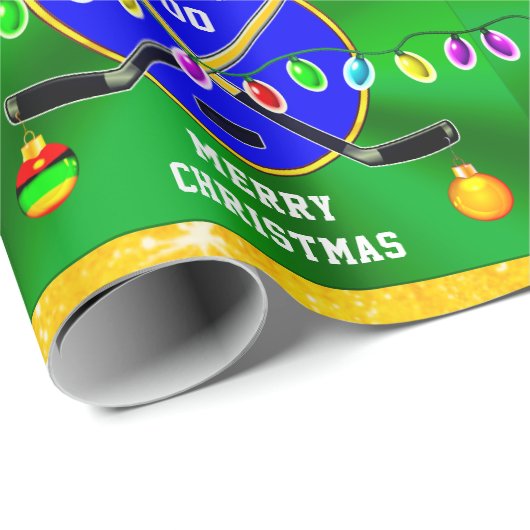 HOCKEY-kerstakelpapier, PERSONALISEERD Cadeaupapier (Rol Hoek)