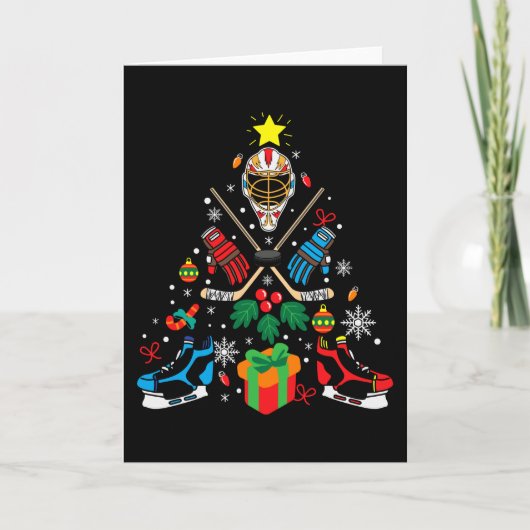 Hockey Kerstboom Cadeau, Hockeyliefhebbers hobby's Kaart (Voorkant)