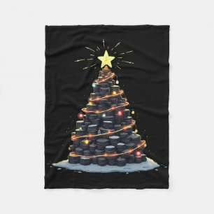 Hockey Kerstboom Grappig Sportliefhebber Voor Spel Fleece Deken