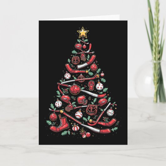 Hockey Kerstboom Kaart (Voorkant)