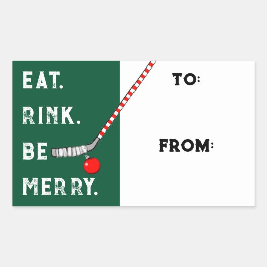 Hockey Kerstcadeau-labels Rechthoekige Sticker (Voorkant)