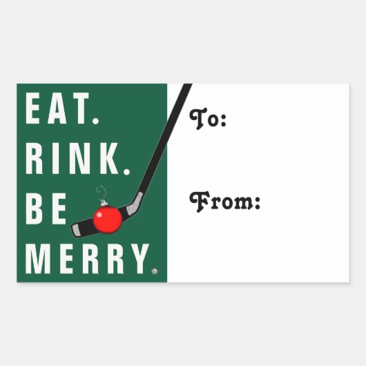 Hockey Kerstcadeau-labels Rechthoekige Sticker (Voorkant)
