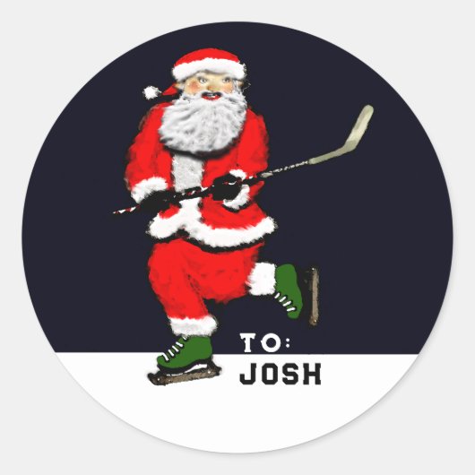 Hockey Kerstcadeau Tags Ronde Sticker (Voorkant)