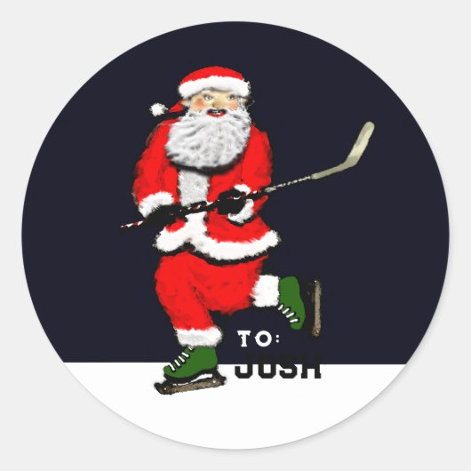 Hockey Kerstcadeau Tags Ronde Sticker (Voorkant)