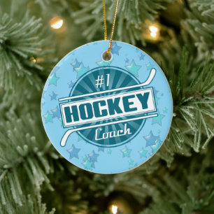 Hockey kerstdecoratie, #1 Hockey Coach Keramisch Ornament