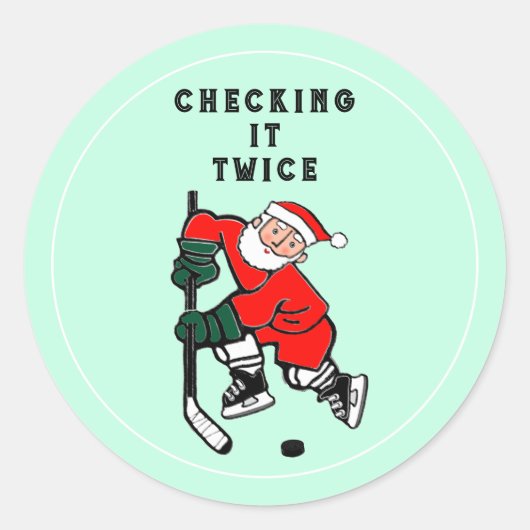 Hockey-kerstfeestdag cadeautje Classic-ronde-teken Ronde Sticker (Voorkant)