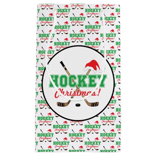 Hockey-kersthockey-sticks en Santa Hat Klein Cadeauzakje (Voorkant)