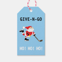 Hockey kerstkerstman geeft N Go Ho! Ho! Cadeaulabel