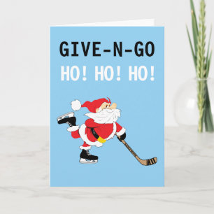 Hockey kerstkerstman geeft N Go Ho! Ho! Feestdagen Kaart