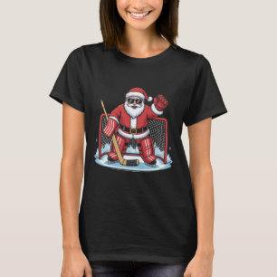 Hockey Kerstman Doelman Grappig IJshockey Winter K T-shirt