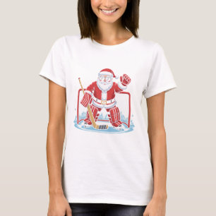 Hockey Kerstman Doelman Grappig IJshockey Winter K T-shirt