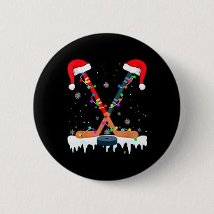 Hockey Kerstman Hoed Kerstverlichting Fun Sport Jo Ronde Button 5,7 Cm