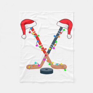 Hockey Kerstman Hoed Kerstverlichting Grappige Spo Fleece Deken
