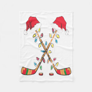 Hockey Kerstman Hoed Kerstverlichting Grappige Spo Fleece Deken