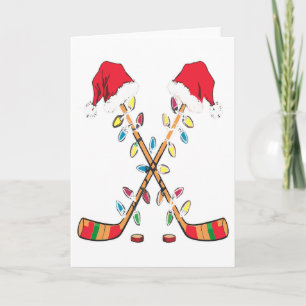Hockey Kerstman Hoed Kerstverlichting Grappige Spo Kaart