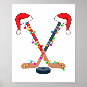 Hockey Kerstman Hoed Kerstverlichting Grappige Spo Poster