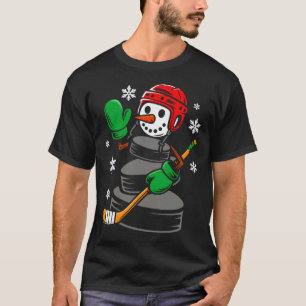 Hockey Kerstman Hoed Sneeuwman Kerstmis Grappige H T-shirt