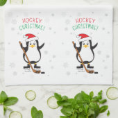 Hockey Kerstman Penguin Santa Hat Snowflakes Theedoek (Gevouwen)