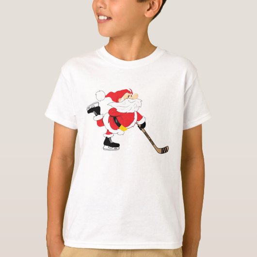 Hockey Kerstman Schaatsen Kerst Jeugd T-shirt (Voorkant)