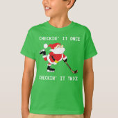 Hockey Kerstman Schaatsen Kerstmis Checkin 'It Onc T-shirt (Voorkant)